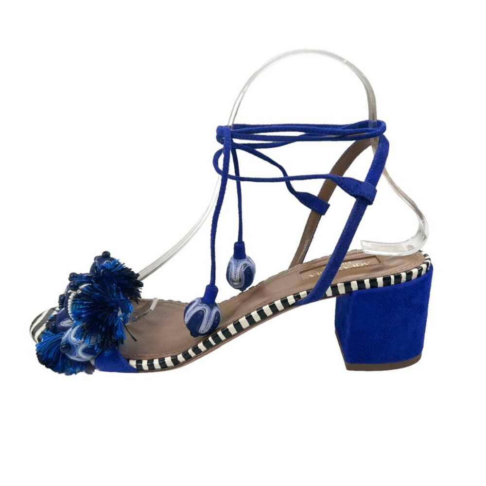NWOB Aquazzura Tropicana Beaded Tassel Block Heeled Sandals - Picture 4 of 14
